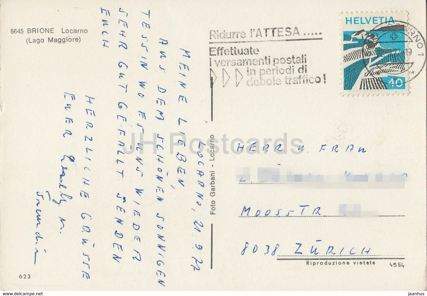 Brione - Locarno - Lago Maggiore - 6645 - 1977 - Suisse - occasion