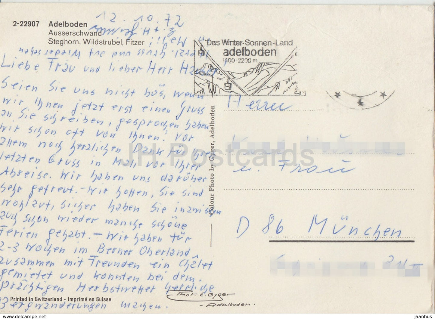 Adelboden - Ausserschwand - Steghorn - Wildstrubel - Fitzer - 1972 - Switzerland - used