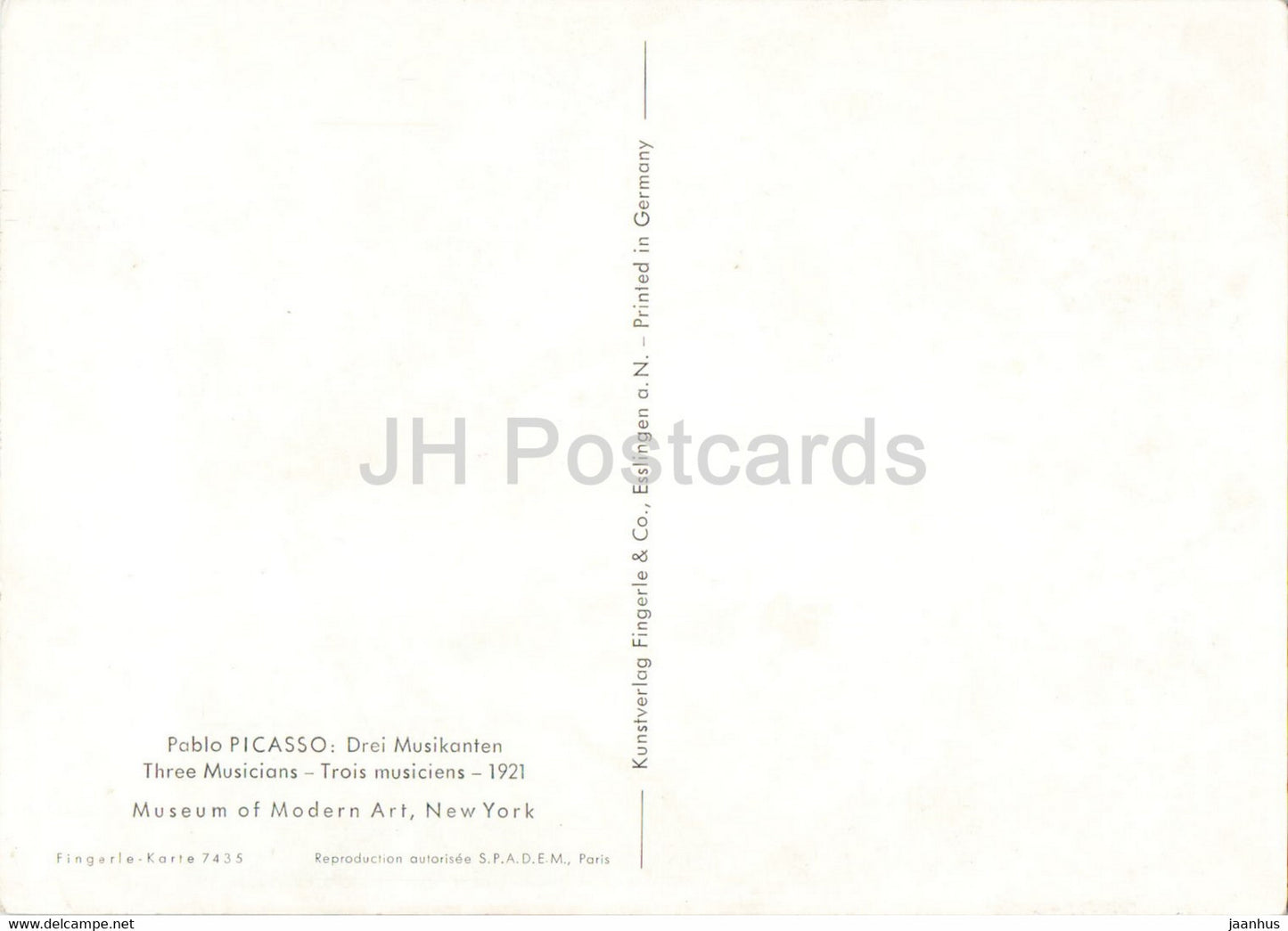 painting by Pablo Picasso - Drei Musikanten - Three Musicians - Spanish art - Germany - unused