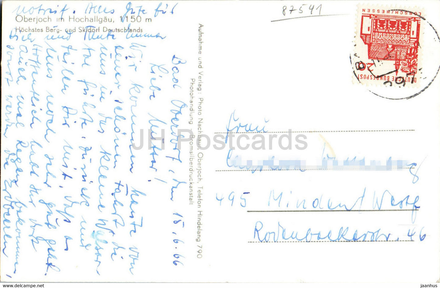 Oberjoch im Hochallgau 1150 m - old postcard - 1966 - Germany - used