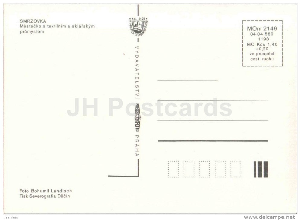 Smrzovka - town views - architecture - bridge - Czechoslovakia - Czech - unused - JH Postcards