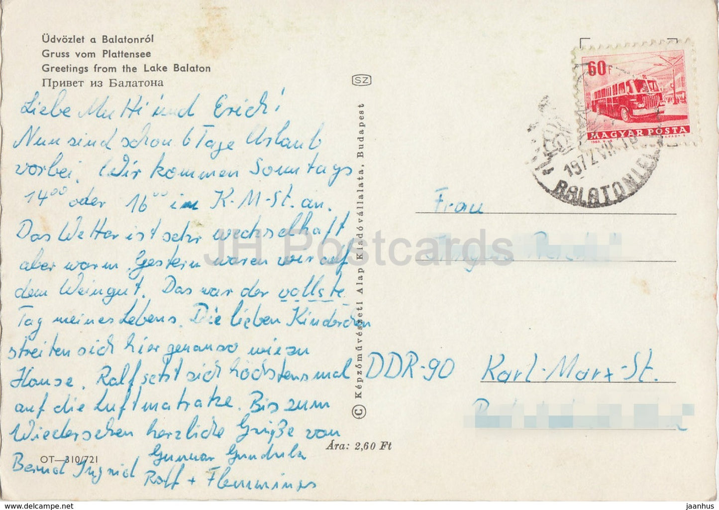 Greetings from lake Balaton - hotel - camping - multiview - 1972 - Hungary - used