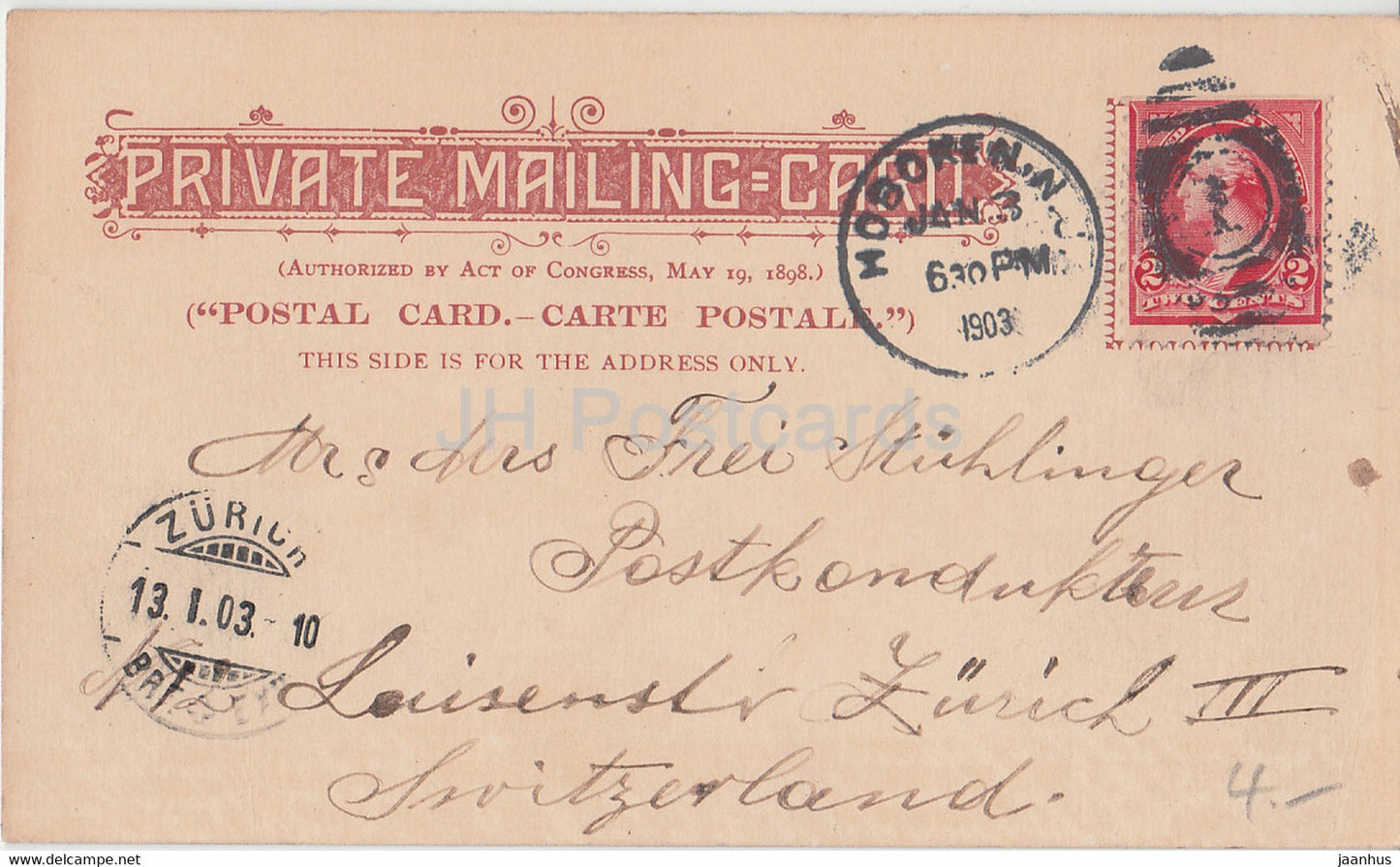 New York - Freiheitsstatue - Bedloe's Island - New Yorker Hafen - Schiff - alte Postkarte 1903 Vereinigte Staaten - USA - gebraucht