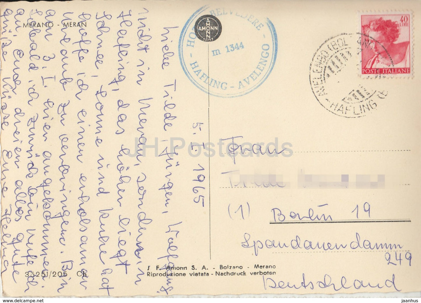 Merano - Meran - church - Italy - 1965 - used