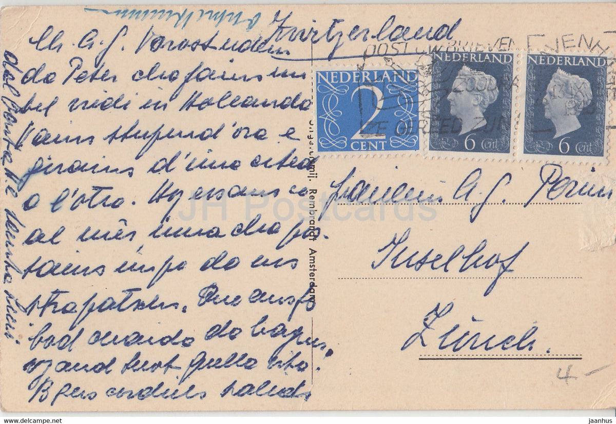Groeten uit Scheveningen - Garnalenvissers - Pêcheurs de crevettes - carte postale ancienne - 1948 - Pays-Bas - utilisé