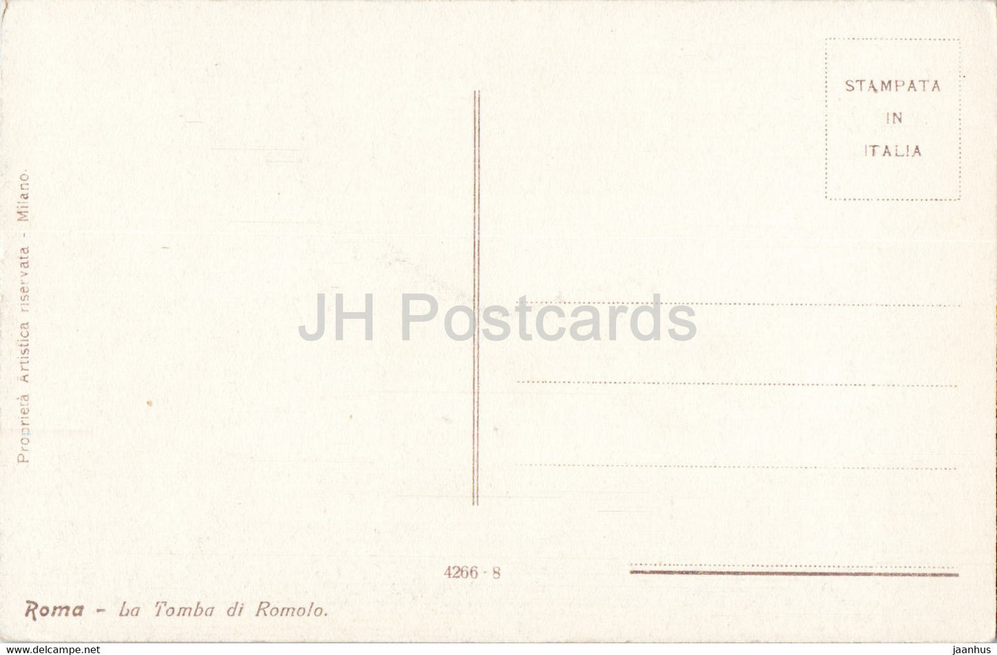 Roma - Rome - La Tomba di Romolo - Tombeau de Romulus - illustration - monde antique - 4266-8 - carte postale ancienne - Italie - inutilisé