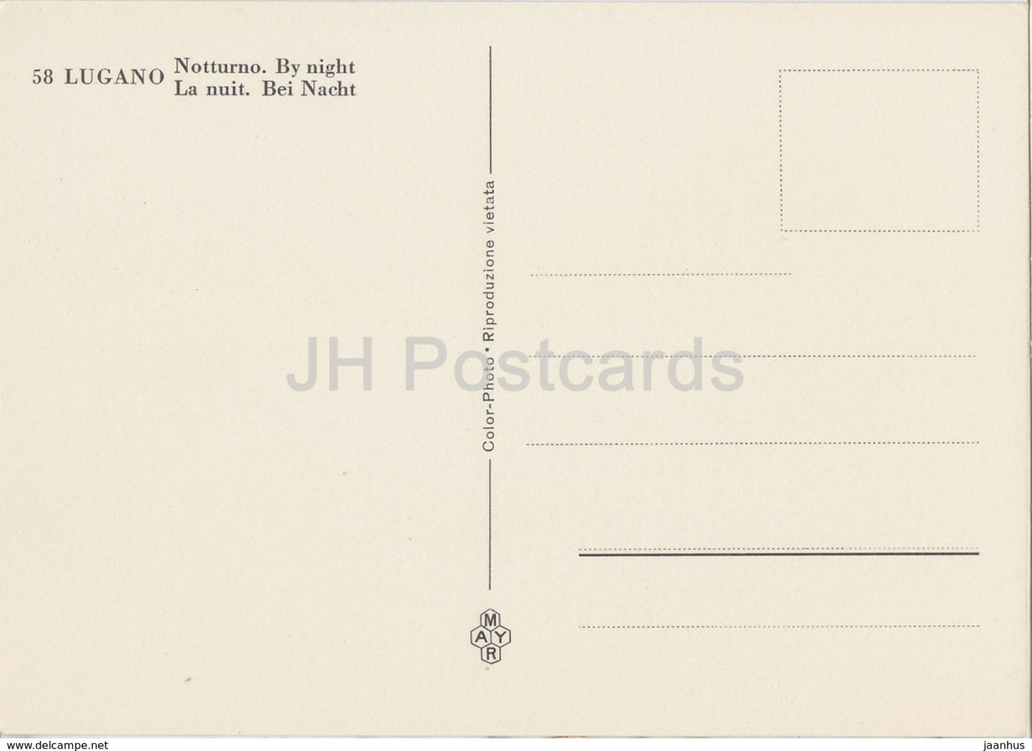 Lugano - Notturno - By Night - 58 - Switzerland - unused