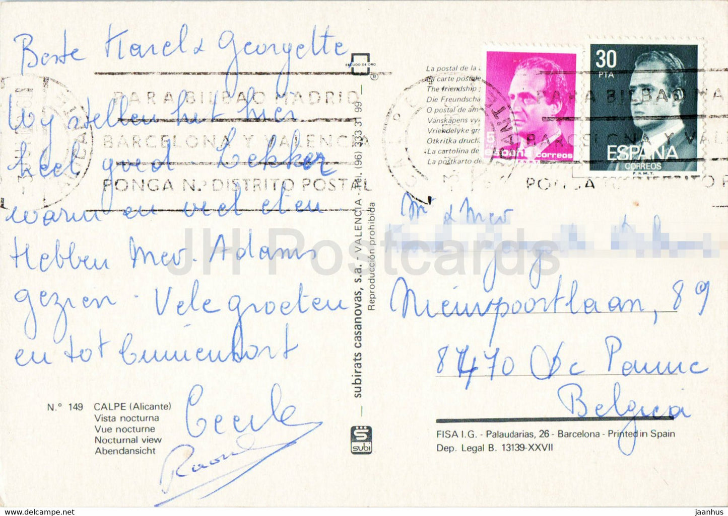 Calpe - Alicante - Vista Nocturna - vue nocturne - 149 - Espagne - occasion