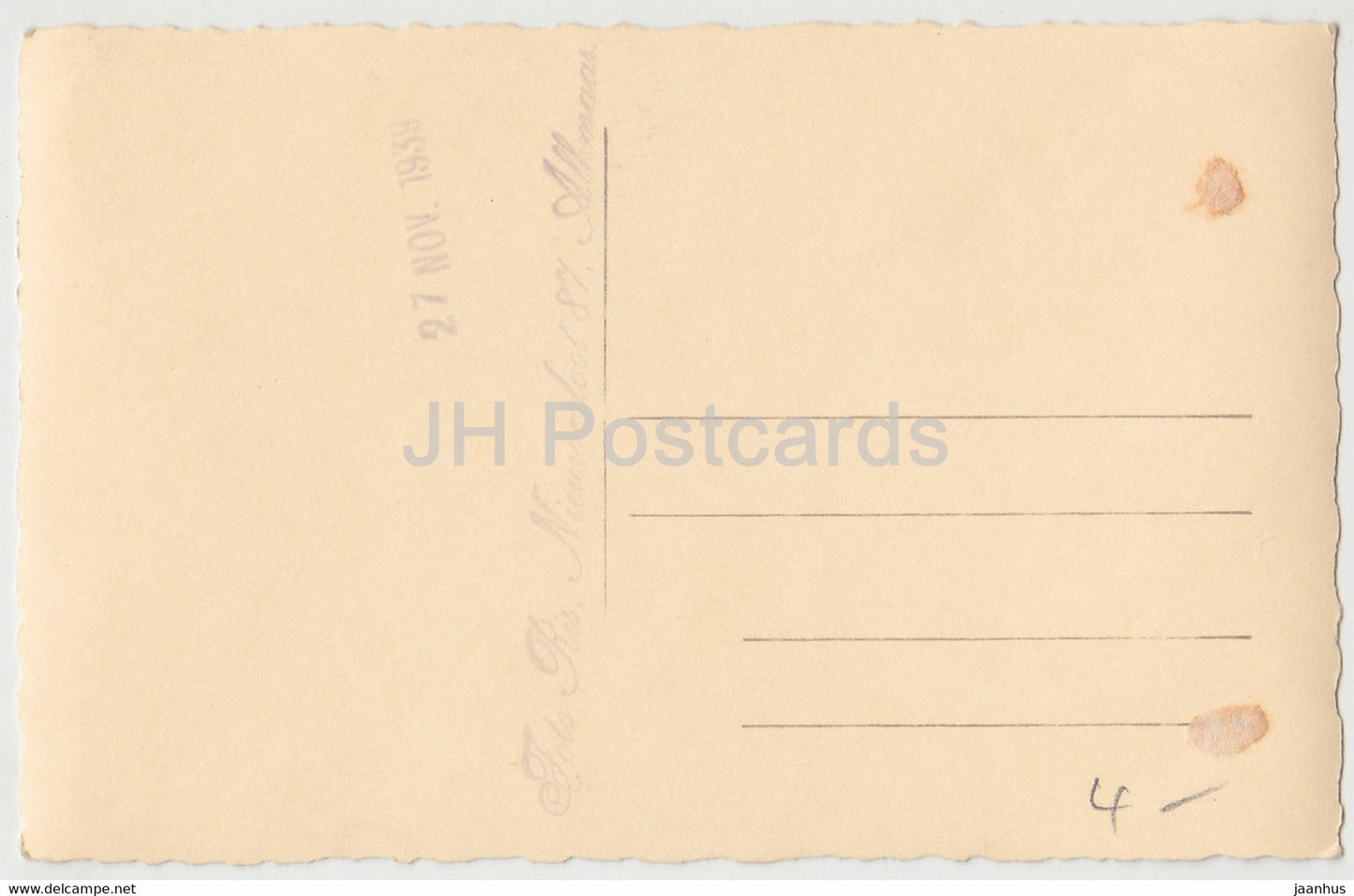 Skiing - old postcard - 1939 - unused