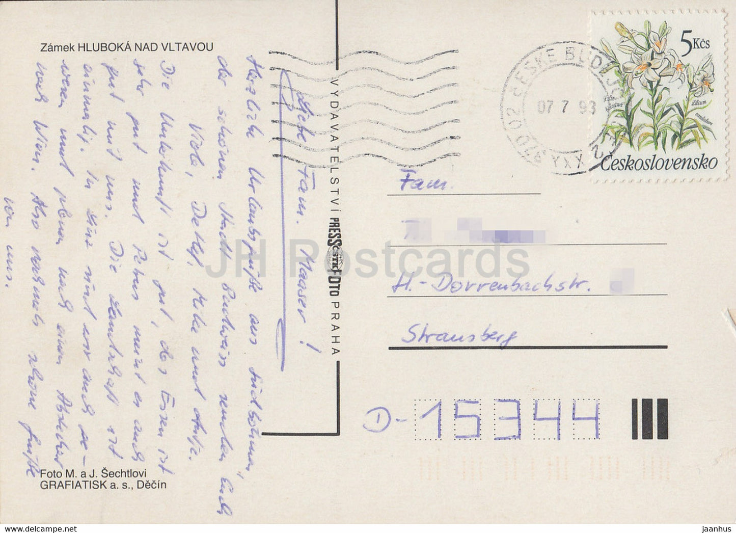 Hluboka nad Vltavou zamek - castle - 1993 - Czechoslovakia - Czech Republic - used