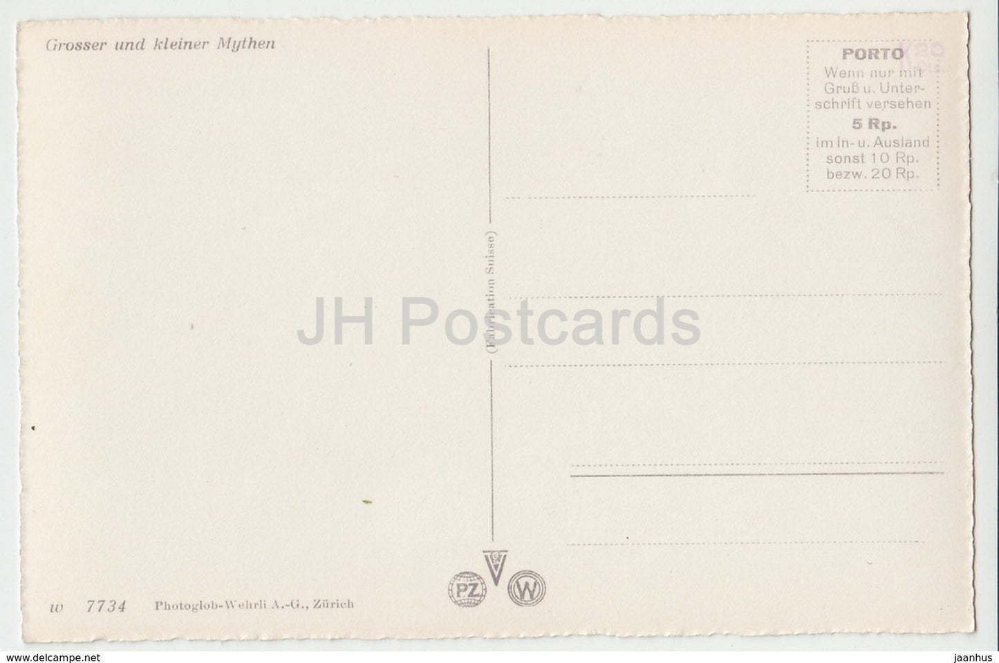 Grosser und Kleiner Mythen - 7734 - Suisse - carte postale ancienne - inutilisée