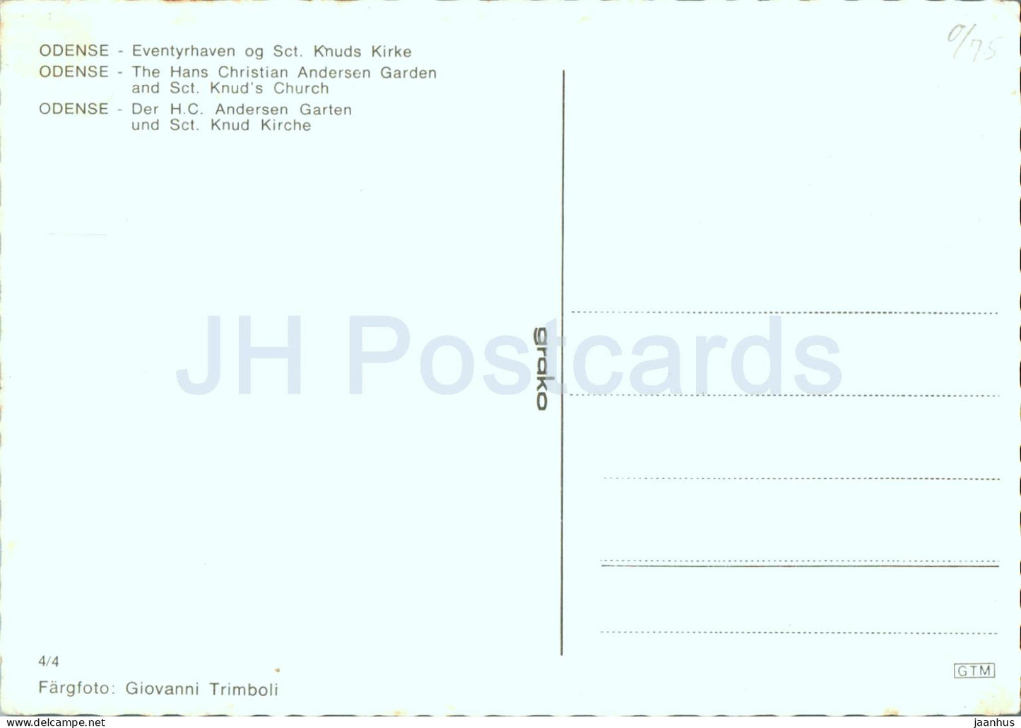 Odense - Eventyrhaven og Sct Knuds Kirke - HC Andersen Garden - Église St Knud - 4/4 - Danemark - inutilisé