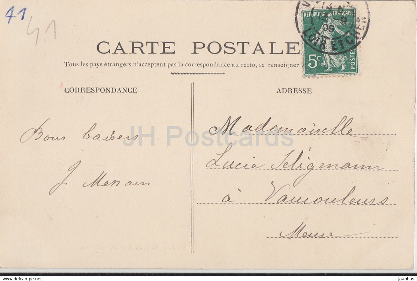 La Ville Aux Clercs - Chateau de la Godiniere - castle - old postcard - 1909 - France - used