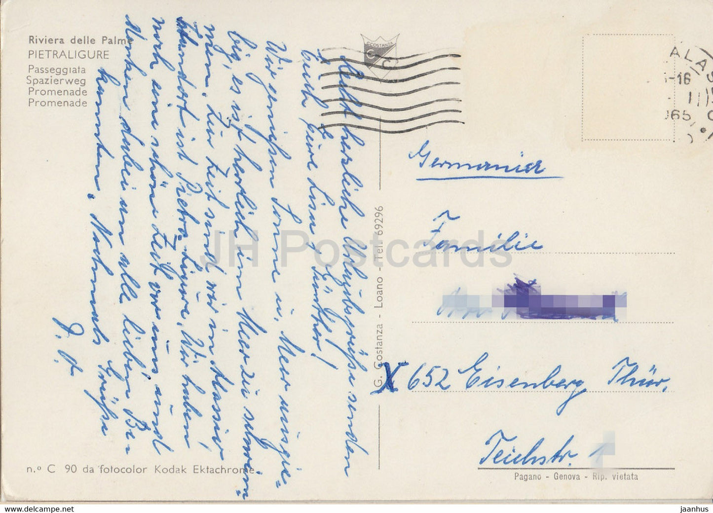 Rivera delle Palme - Pietraligure - Passeggiata - promenade - 1965 - Italy - Italia - used
