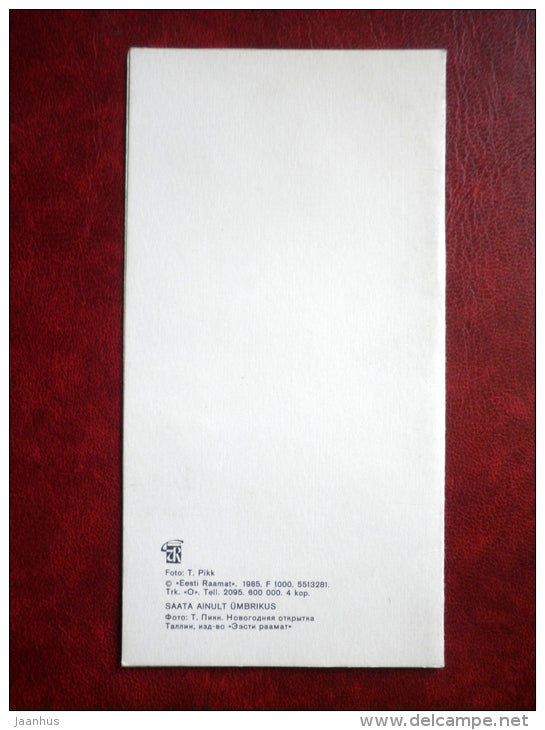 New Year Greeting card - candle - fir cones - 1985 - Estonia USSR - used - JH Postcards