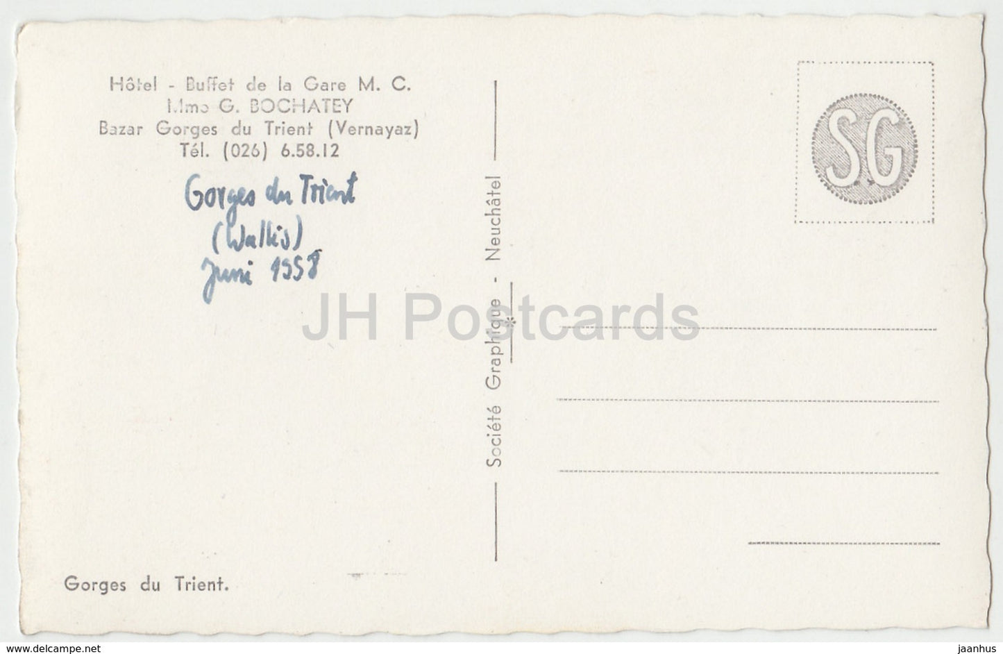 Hotel Buffet de la Gare - Bazar Gorges du Trient - Schweiz - 1958 - gebraucht