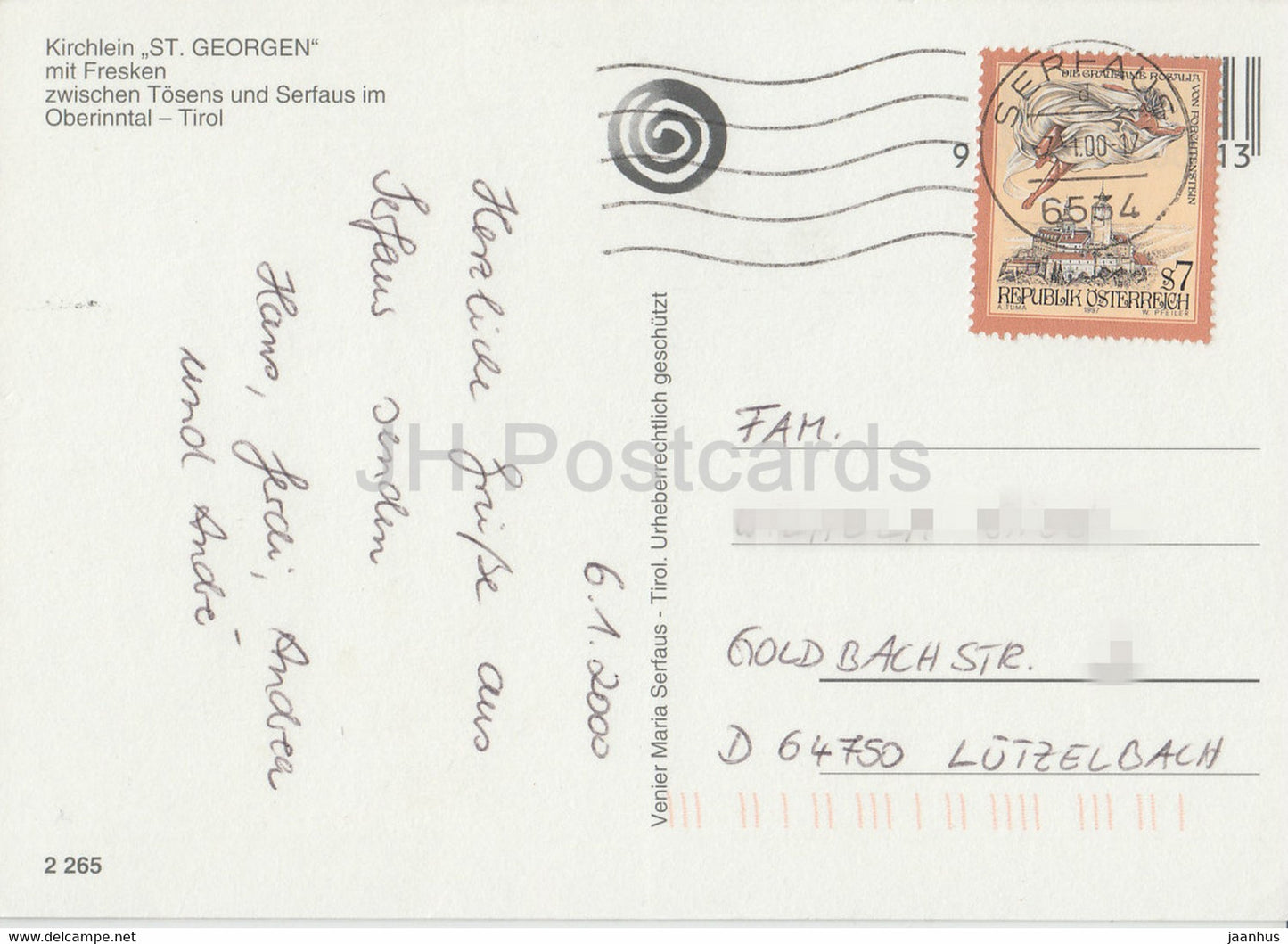Kirchlein St Georgen mit Fresken zwischen Tosens und Serfaus im Oberinntal - église - 2000 - Autriche - utilisé