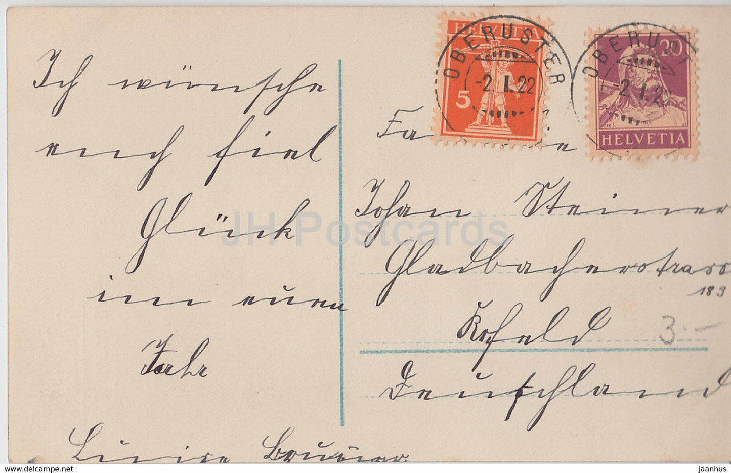 New Year Greeting Card - Viel Gluck im Neuen Jahr - girl - R K L 7246/3 - old postcard - 1922 - Germany - used