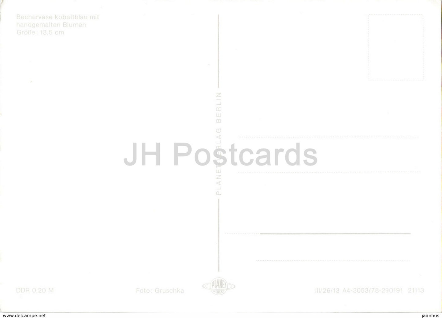 Bechervase kobaltblau mit handgemalten Blumen - Deutschland DDR - unbenutzt