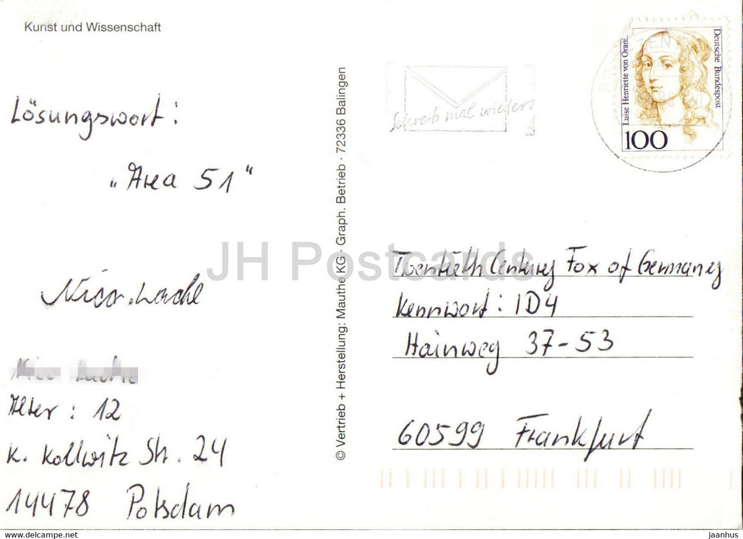 painting by Carl Spitzweg - Kunst und Wissenschaft - German art - 1998 - Germany - used