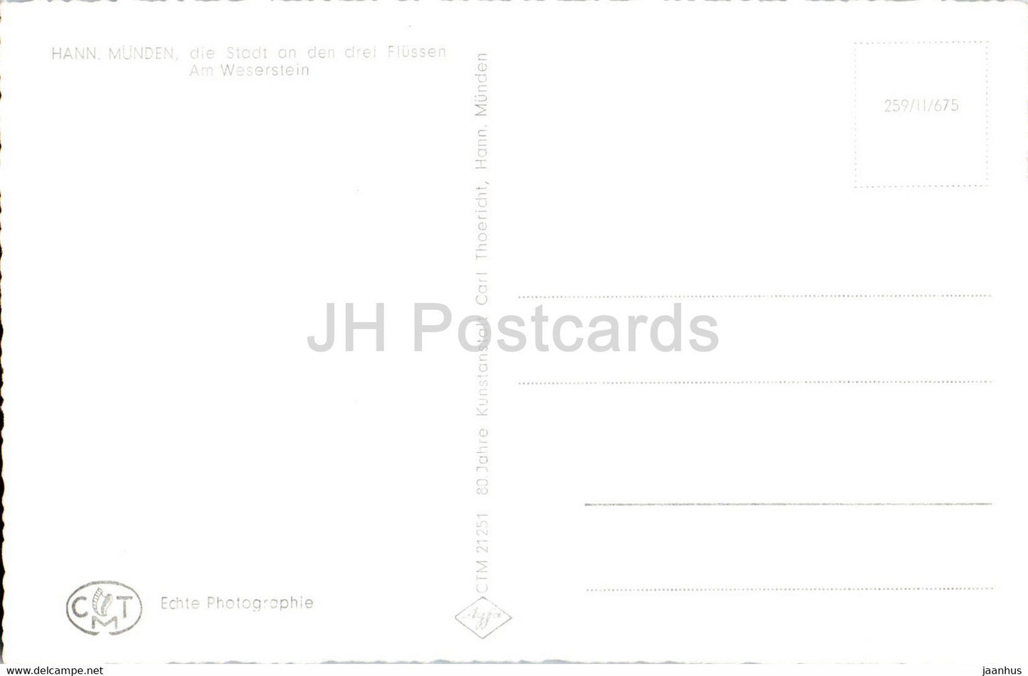 Hann Munden - Am Weserstein - carte postale ancienne - Allemagne - inutilisée