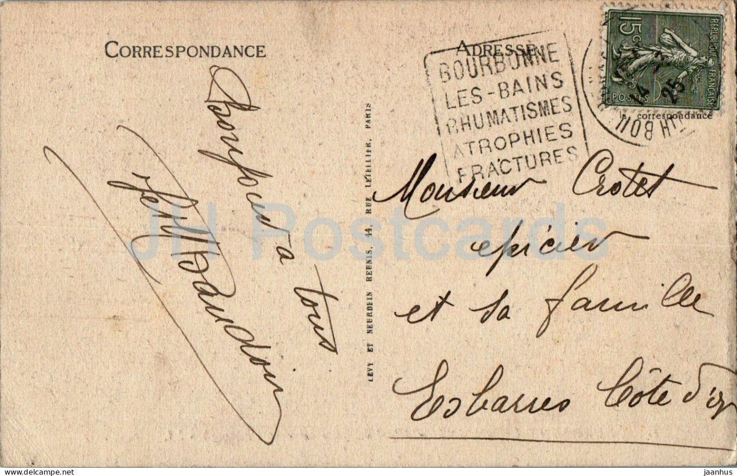 Bourbonne le Bains - Hôtel de Ville - Ancien Château - château - mairie - 17 - carte postale ancienne - 1925 - France - occasion