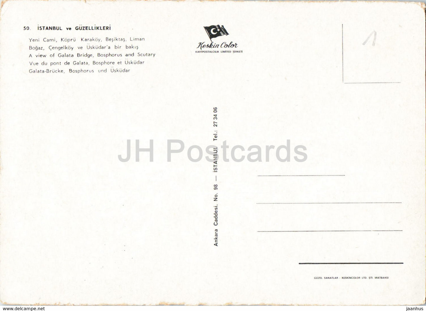 Istanbul - A view of Galata Bridge Bosphorus and Scutary - 50 - Keskin - Turkey - unused