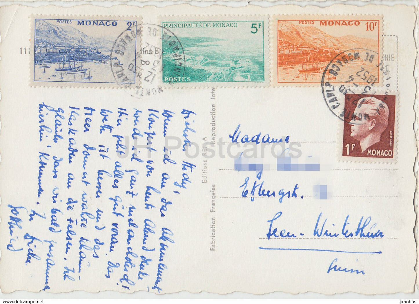 Terrace - old postcard - 1952 - Monaco - used