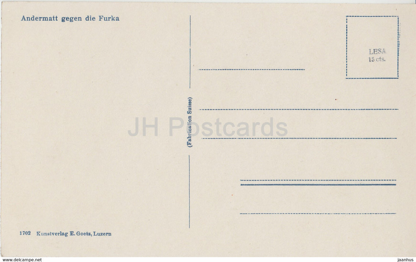 Andermatt gegen die Furka – 1702 – alte Postkarte – Schweiz – unbenutzt