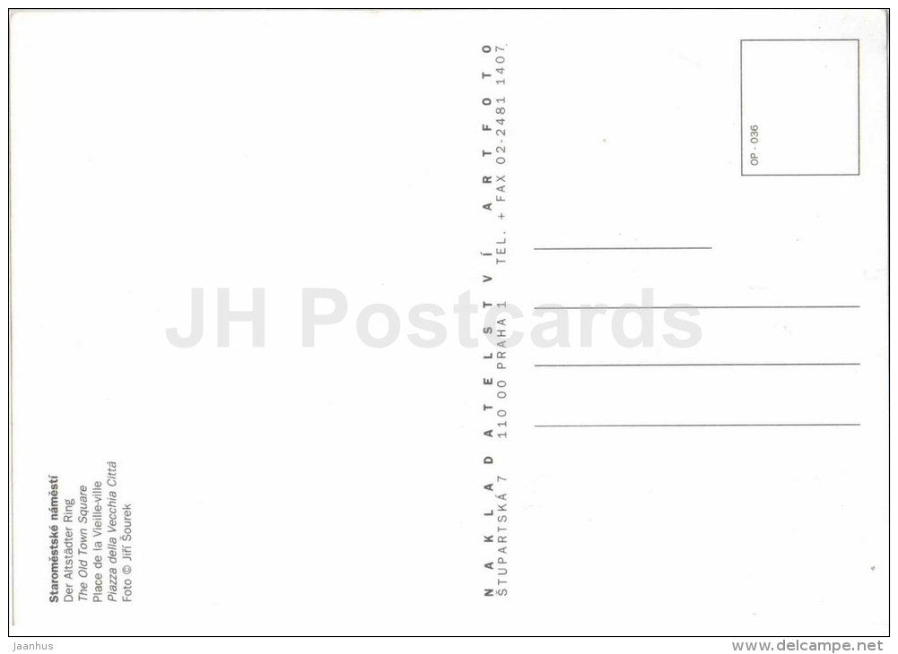 The Old Town Square - Praha - Prague - Czech - unused - JH Postcards