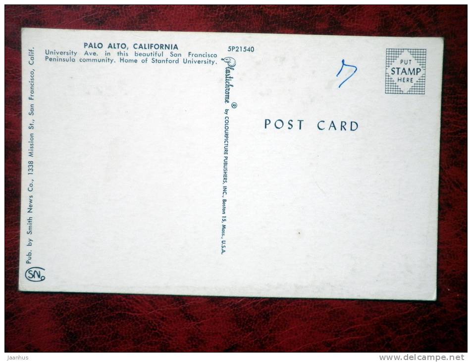 Palo Alto - University avenue - transport - car - California - USA - unused (number written at backside) - JH Postcards