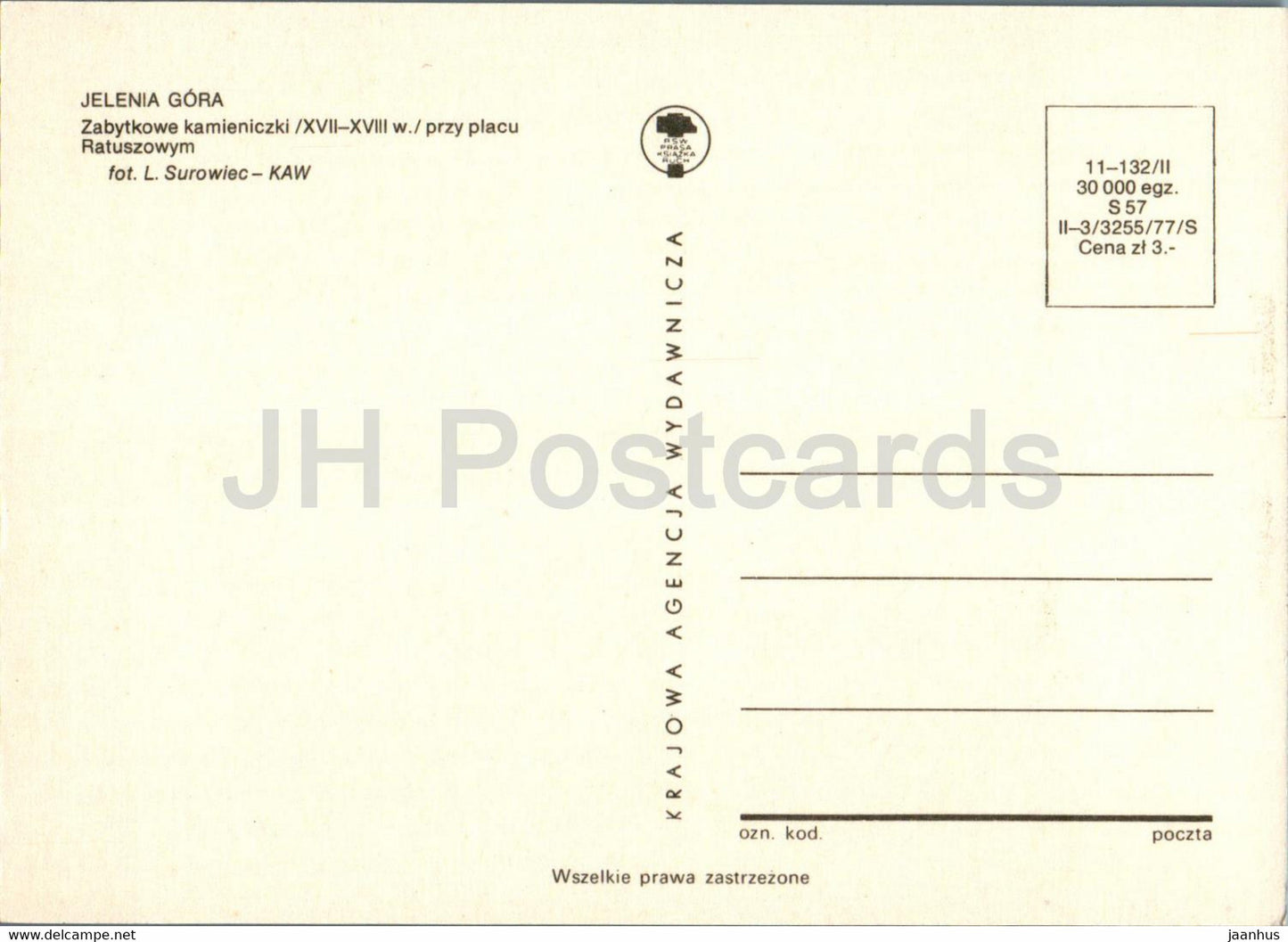 Jelenia Gora - Zabytkowe kamieniczki przy placu Ratuszowym - Häuser am Rathausplatz - Multiview - Polen - unbenutzt