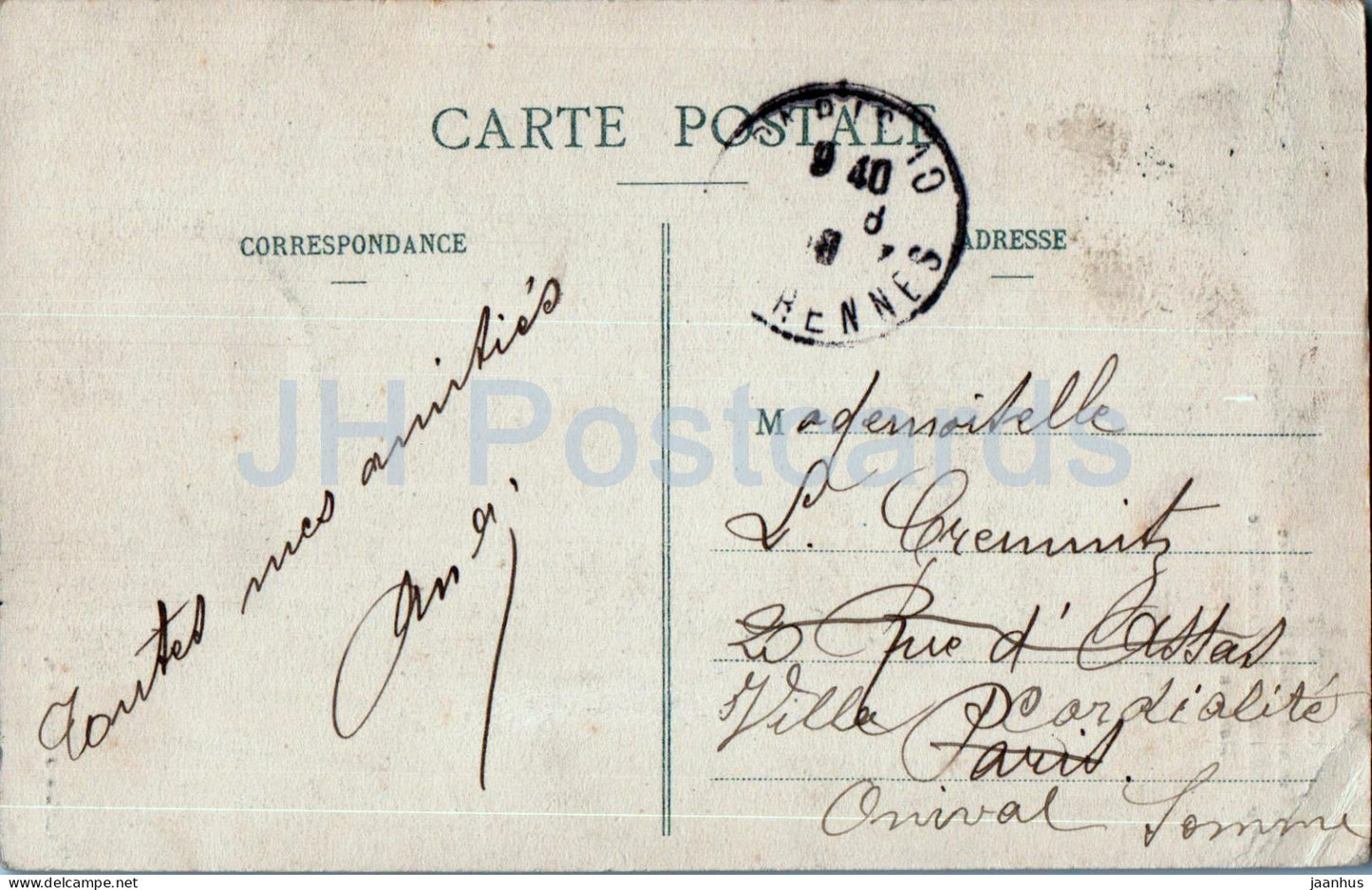 Chaumont - Denkmal elev a la Memoire des Enfants de la Haute Marne Morts en 1870-71 - alte Postkarte - Frankreich - gebraucht