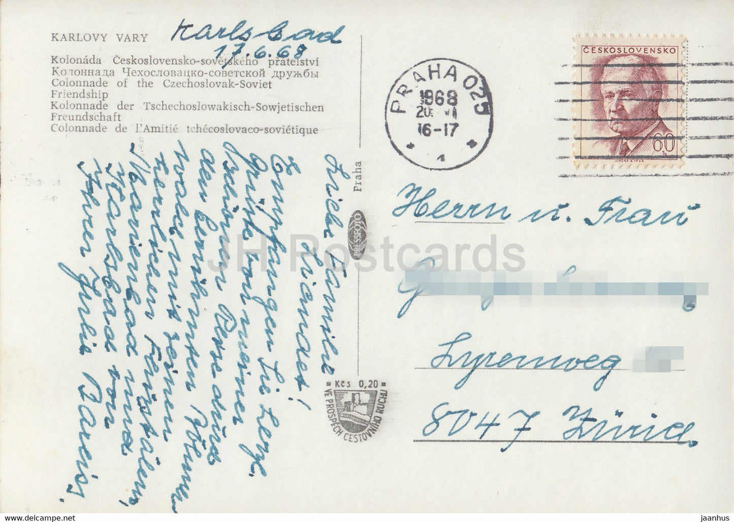 Karlsbad - Karlsbad - Kolonnade der Tschechoslowakisch-Sowjetischen Freundschaft 1968 - Tschechien - Tschechoslowakei - gebraucht