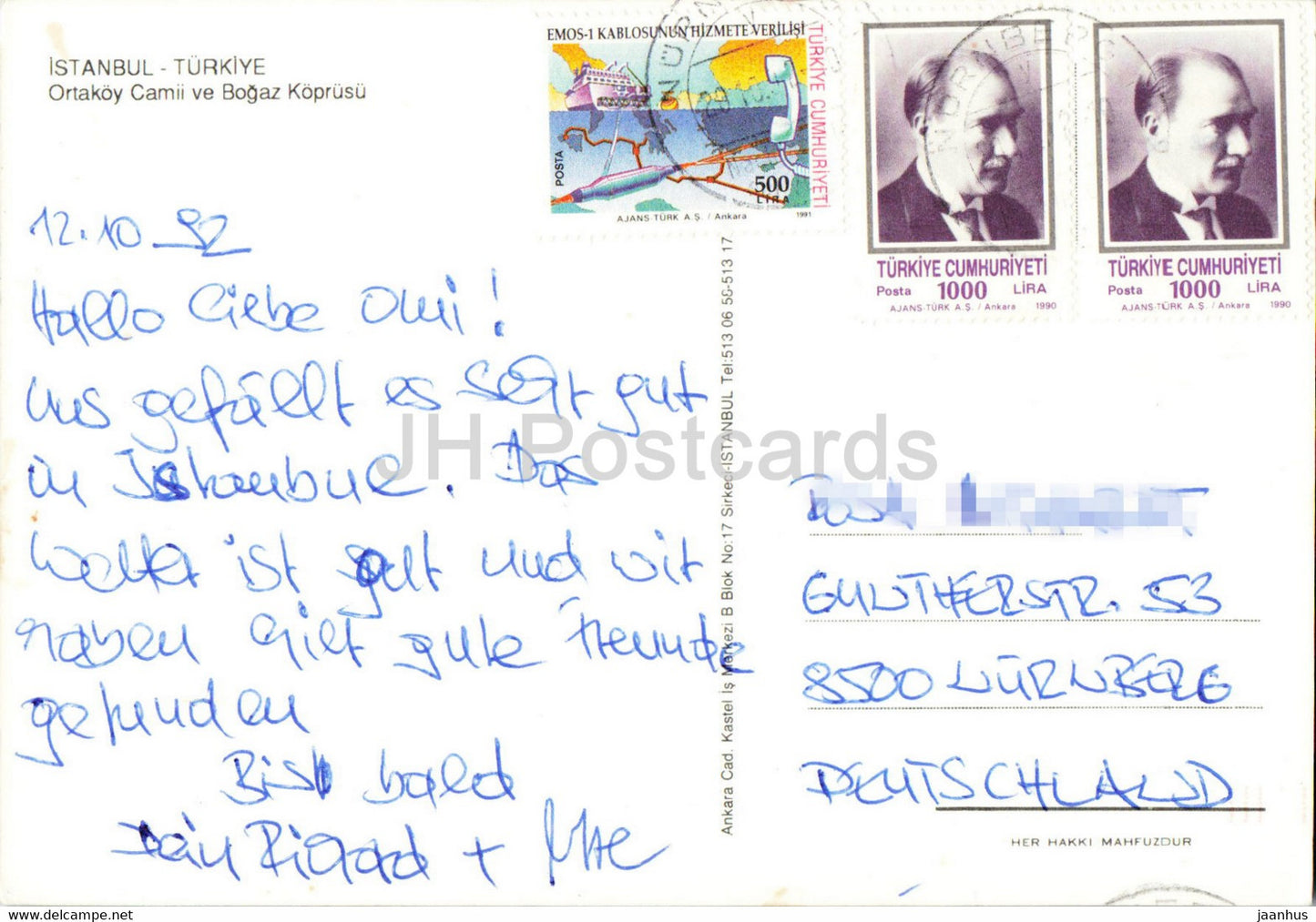 Istanbul - Ortakoy Mosque and Bosphorus Bridge - 1992 - Turkey - used