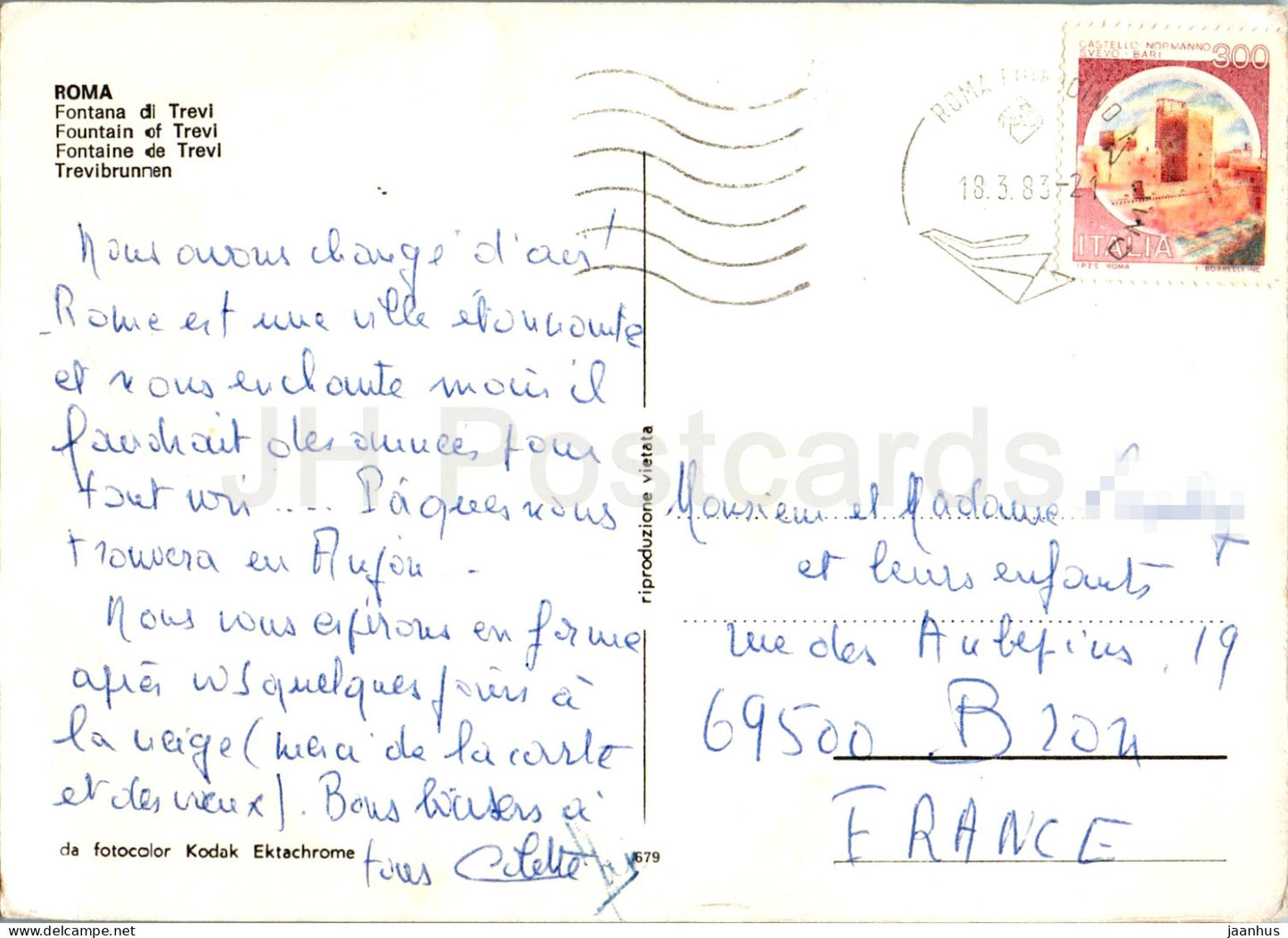 Roma - Rom - Fontana di Trevi - Trevi-Brunnen - 679 - 1983 - Italien - gebraucht