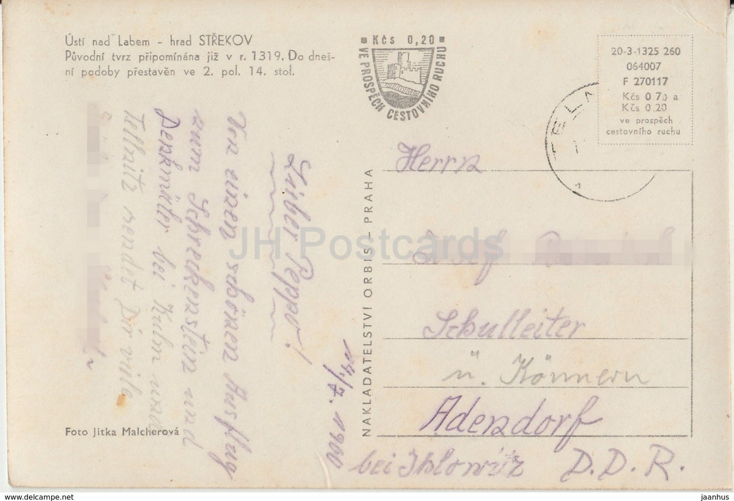 Usti nad Labem - Strekov Castle - Czechoslovakia - Czech Republic - 1960 - used