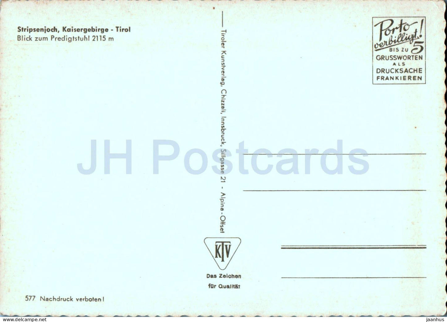 Stripsenjoch - Kaisergebirge - Tirol - Predigtstuhl 2115 m - 577 - Austria - unused