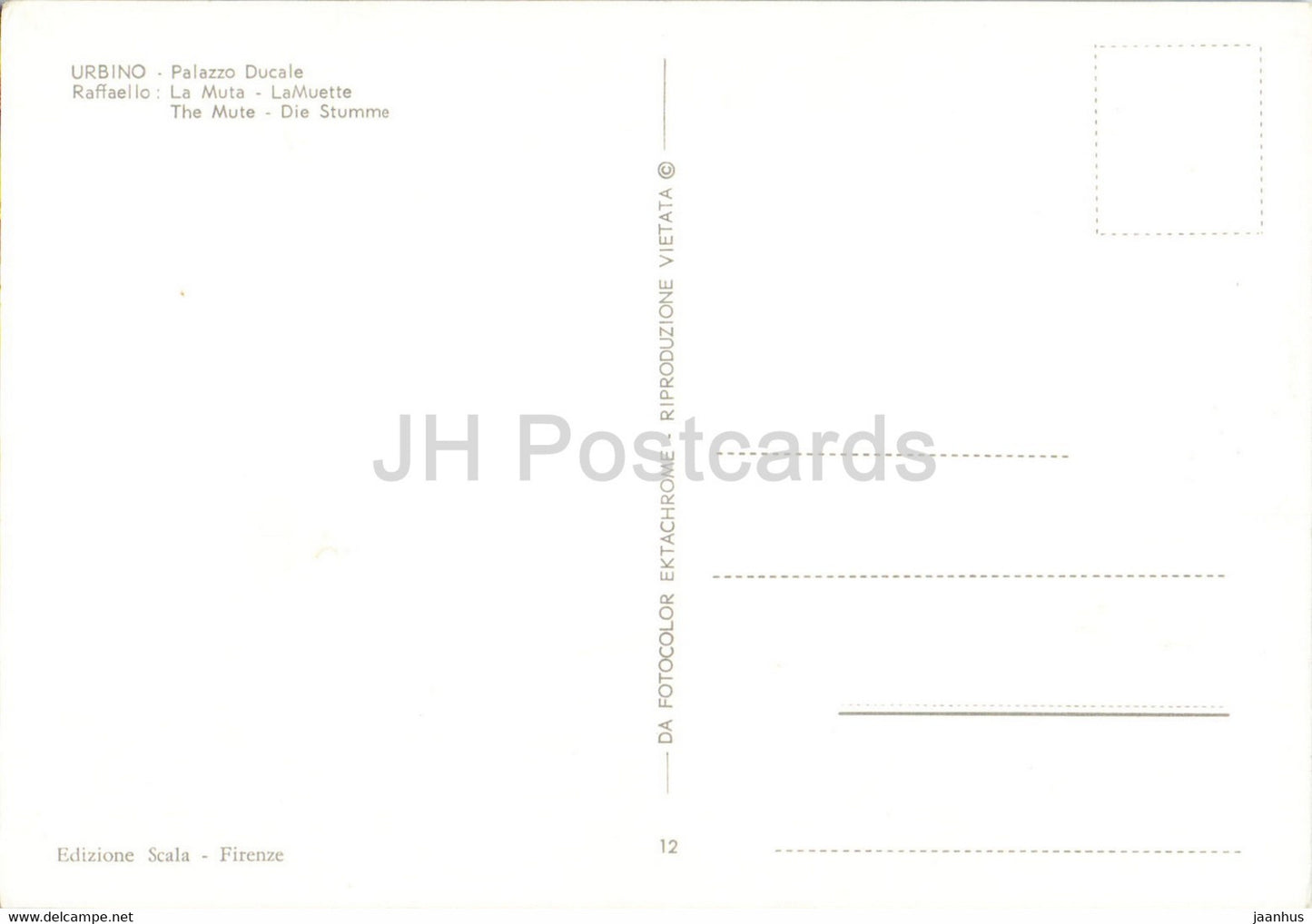 painting by Raffaello Raphael - The Mute - woman - Italian art - Italy - unused