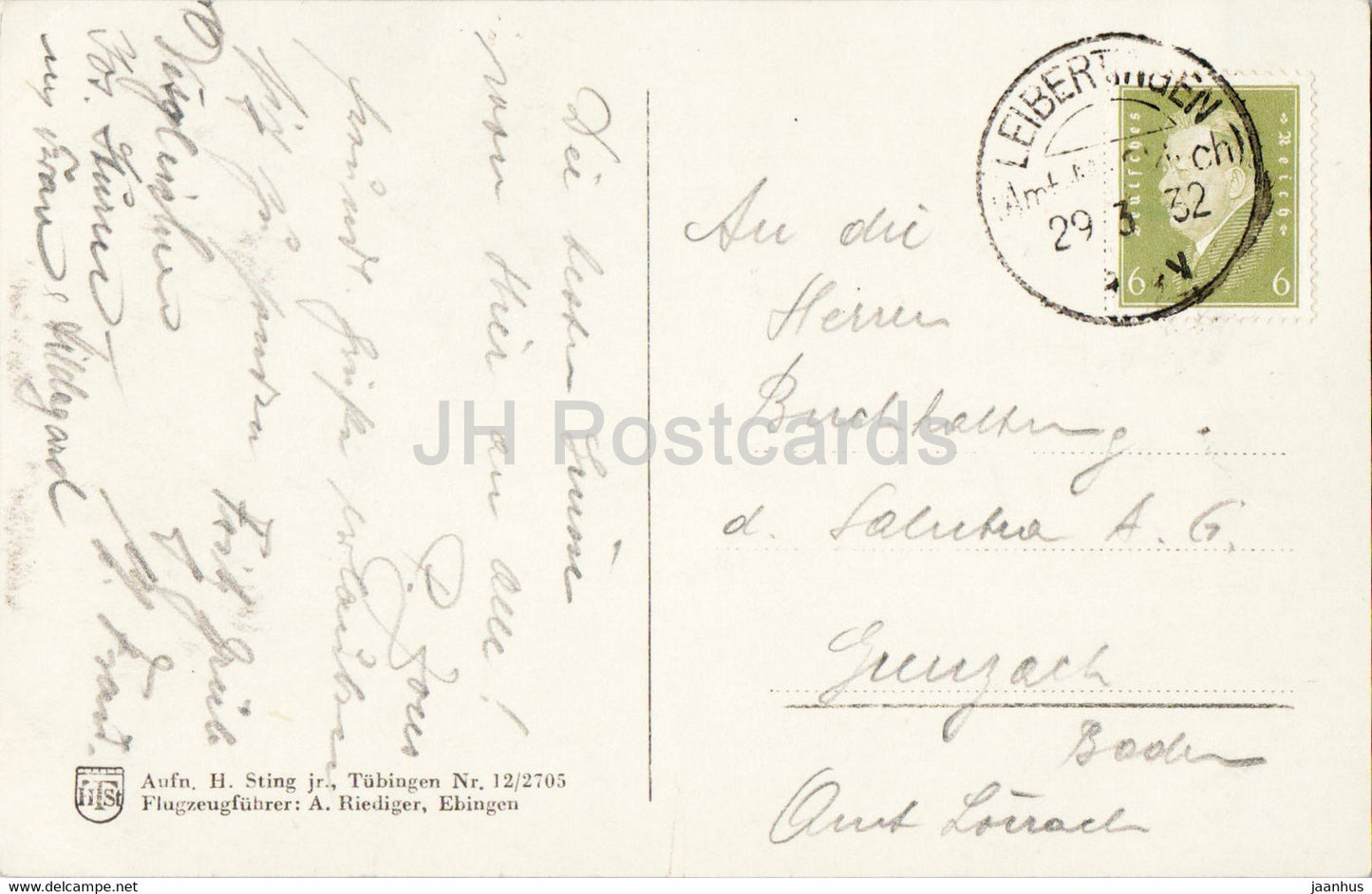 Burg Wildenstein im Donautal vom Flugzeug aus - Burg - alte Postkarte - 1932 - Deutschland - gebraucht
