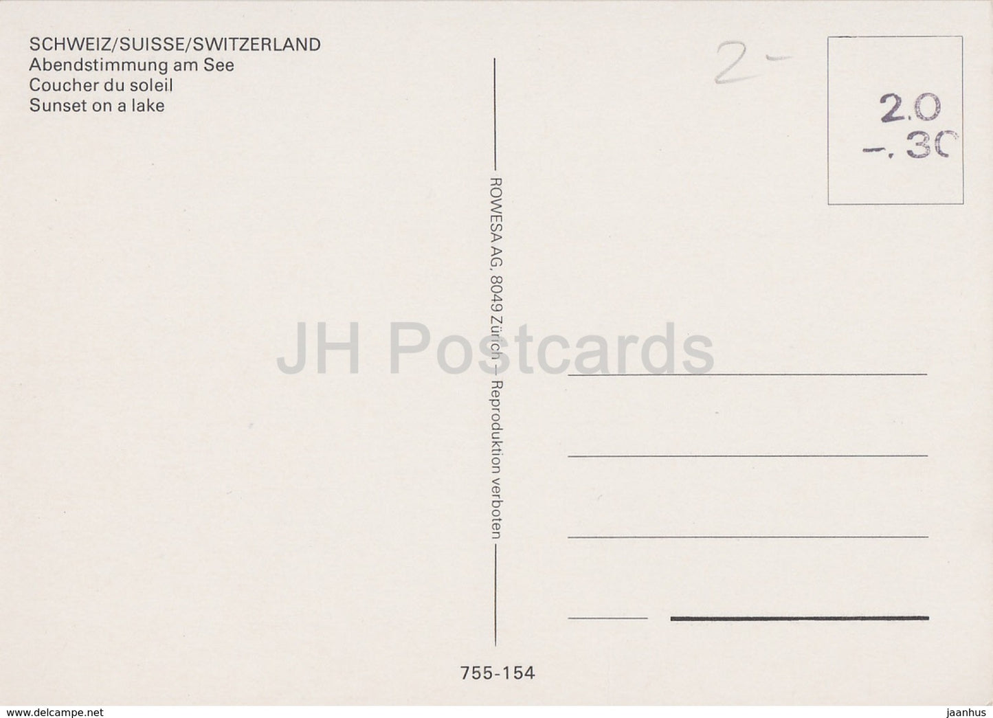 Abendstimmung am see - Coucher de soleil sur un lac - bateau - MS - Suisse - inutilisé