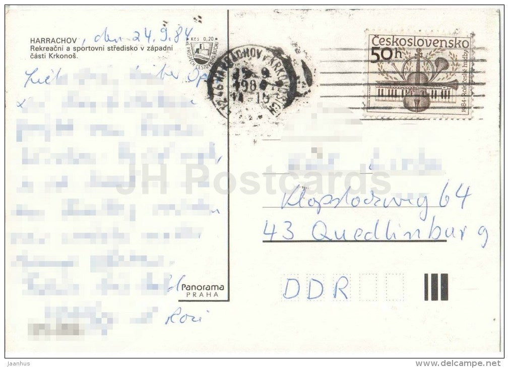 Harrachov - Krkonose - mountain river - swimming pool - Czechoslovakia - Czech - used 1984 - JH Postcards