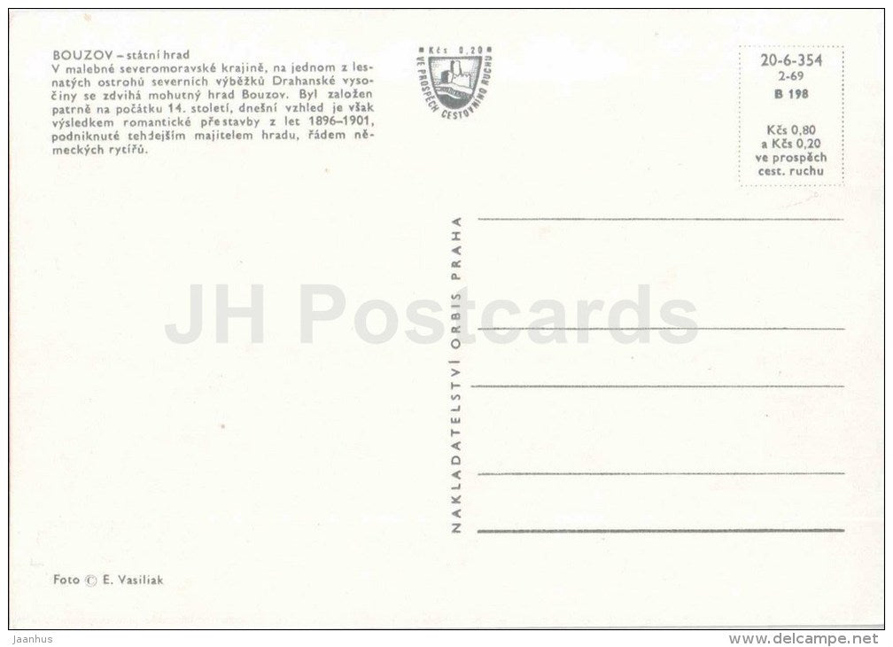 Bouzov Castle - Czechoslovakia - Czech - unused - JH Postcards