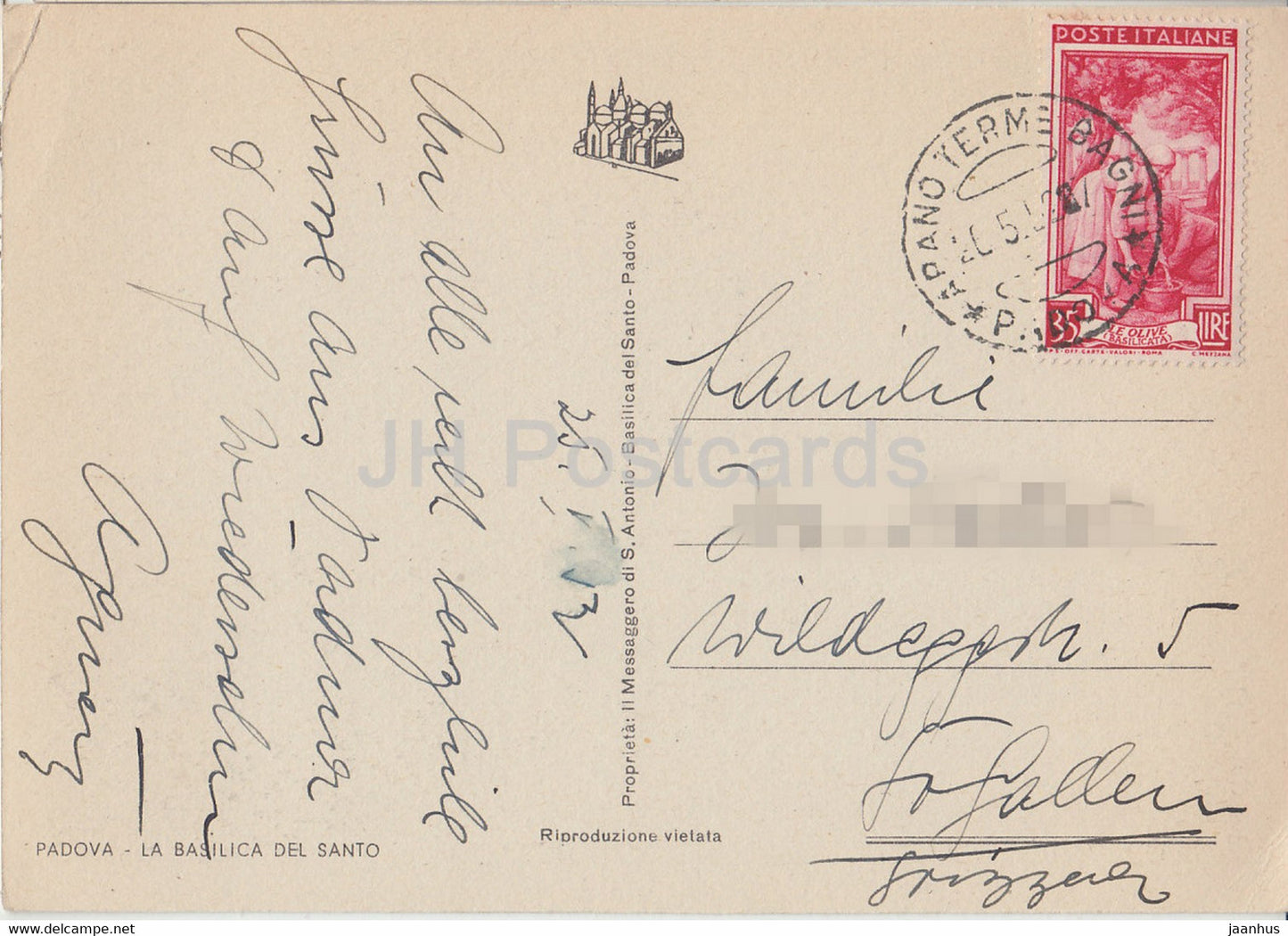 Padova - La Basilica del Santo - cathedral - old postcard - 1953 - Italy - used