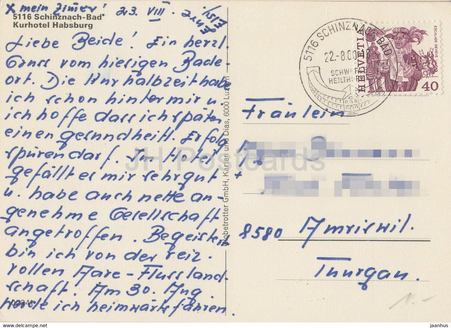 Schinznach Bad - Kurhotel Habsburg - hôtel - 5116 - 1980 - Suisse - d'occasion