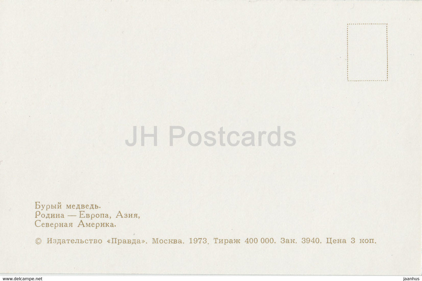 Brown bear - Ursus arctos - Moscow Zoo - animals - 1973 - Russia USSR - unused