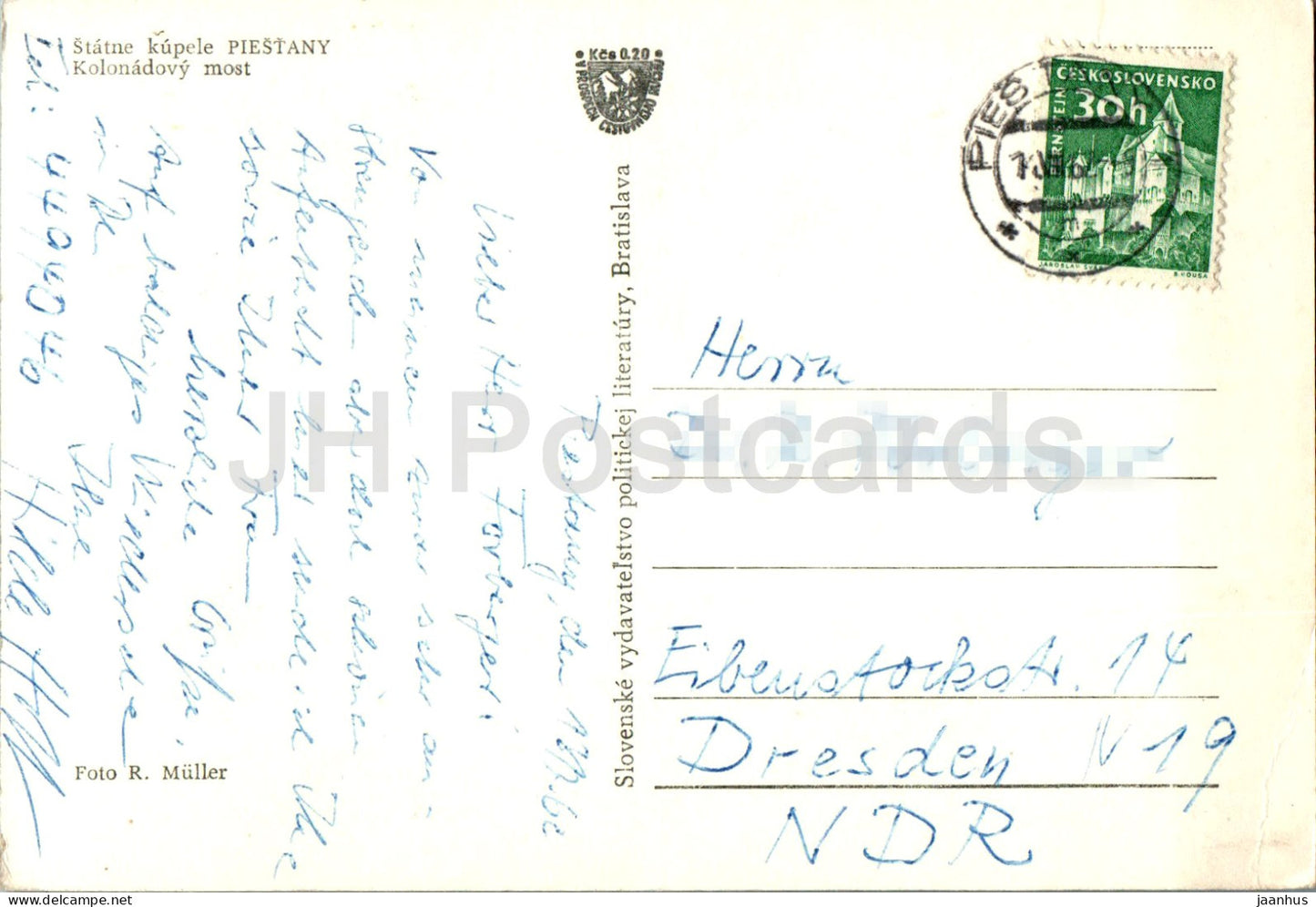 Piestany - Statne kupele - Kolonadovy most - pont - années 1960 - Slovaquie - Tchécoslovaquie - utilisé