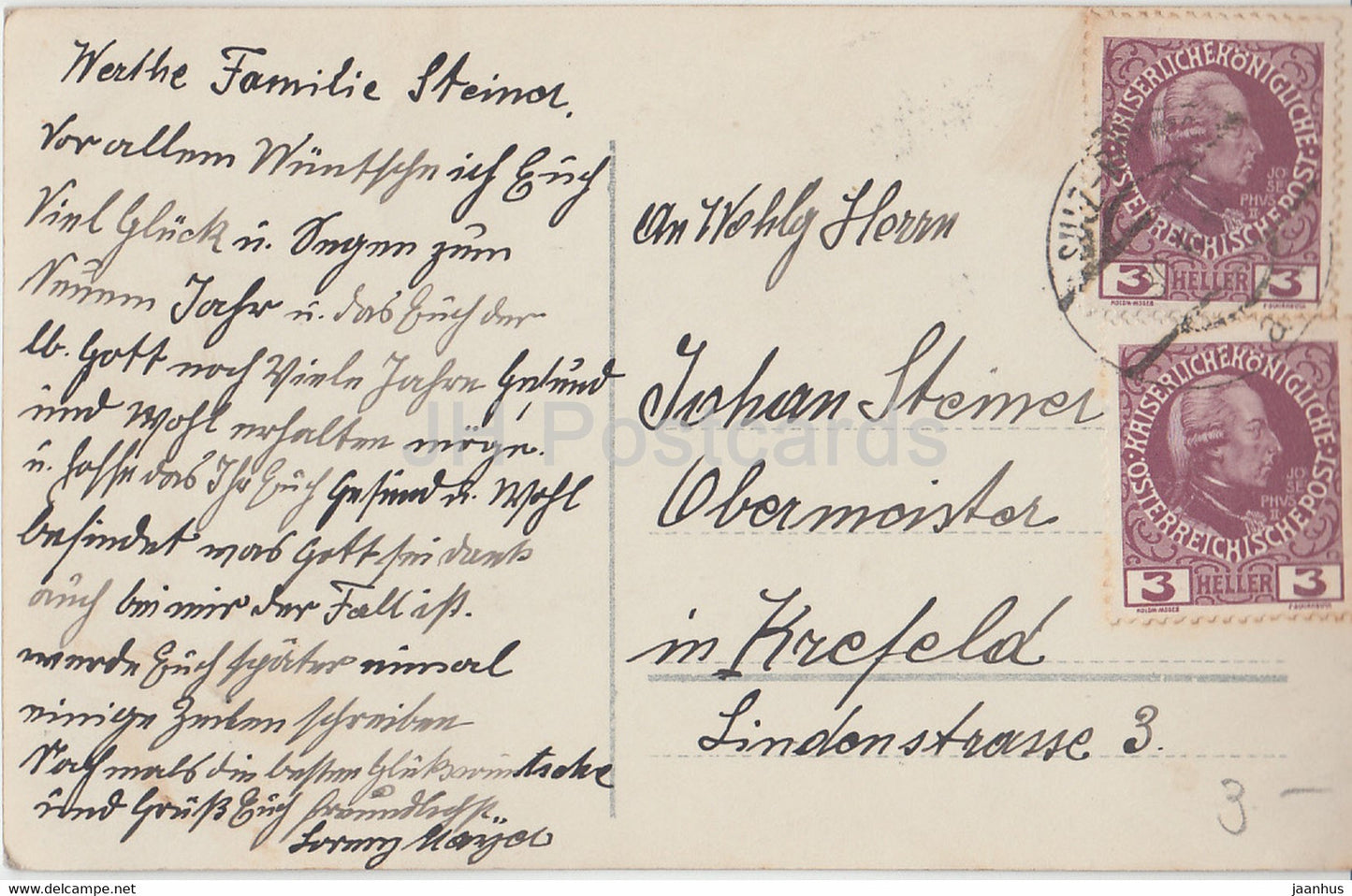 New Year Greeting Card - boy - sledge - R K L 7049 - old postcard - Germany - used