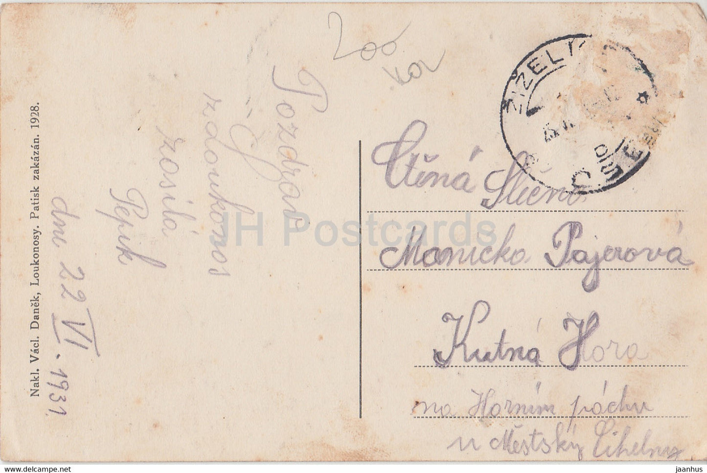 Loukonosy - old postcard - 1931 - Czech Republic - used