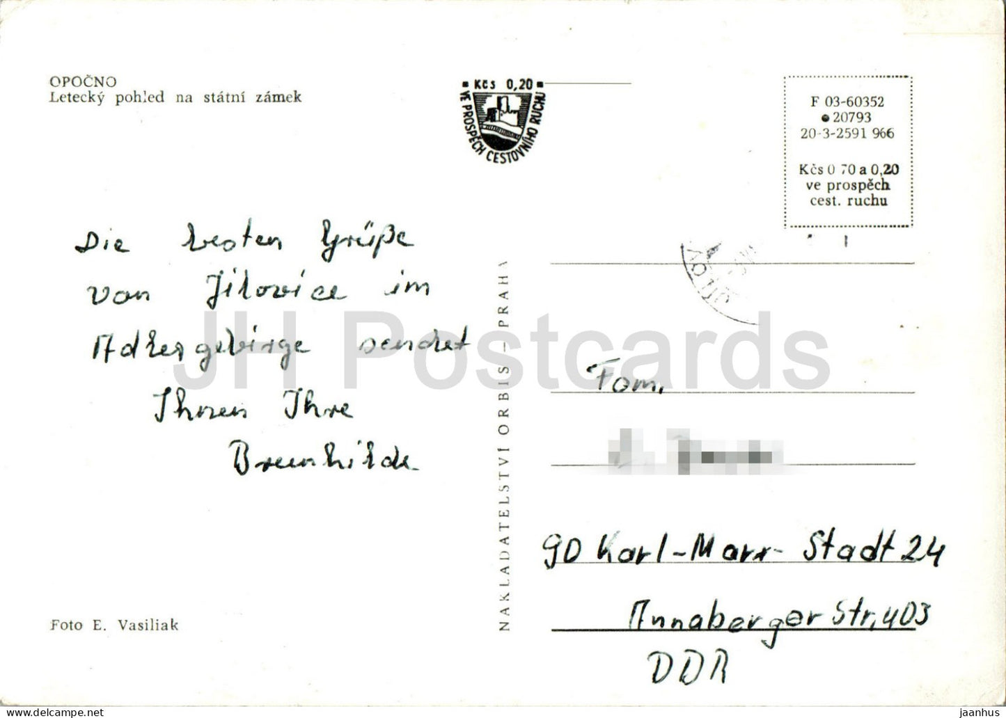 Opocno - Letecky pohled nad statni zamek - Aerial view over the stately castle - Czech Repubic - Czechoslovakia - used